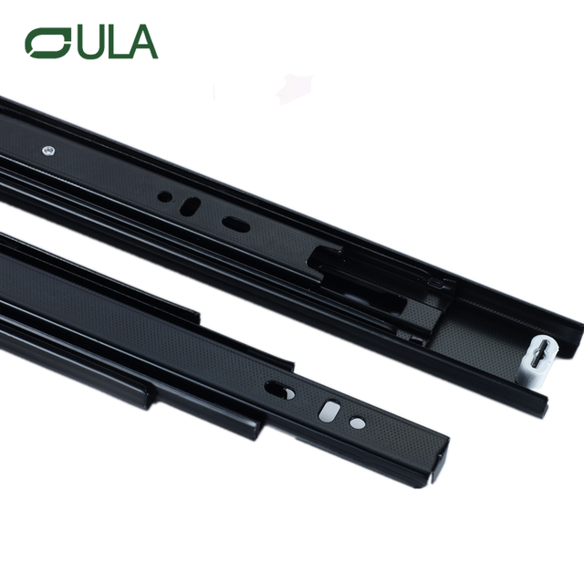 Fabricant OEM 40 mm Télescopique Télien noir Datoir de finition 3 Fold Rail de glissière pour meubles Diapositives lourdes pour le tiroir
