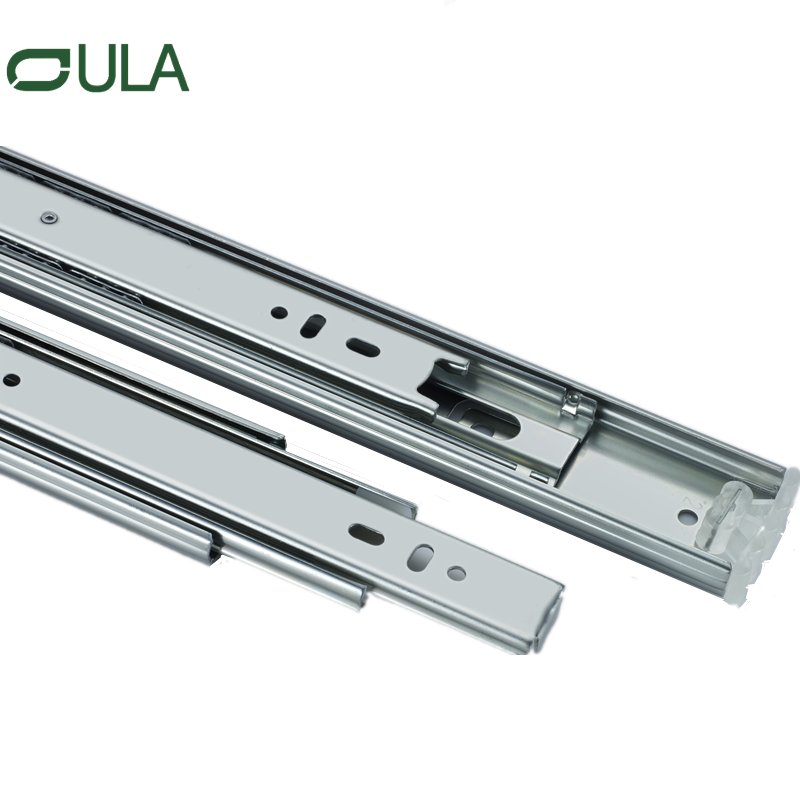 Canal télescopique à billes de finition noire lourde tiroir à blindage mobilier personnalisé meubles à triple tiroir d'extension rail