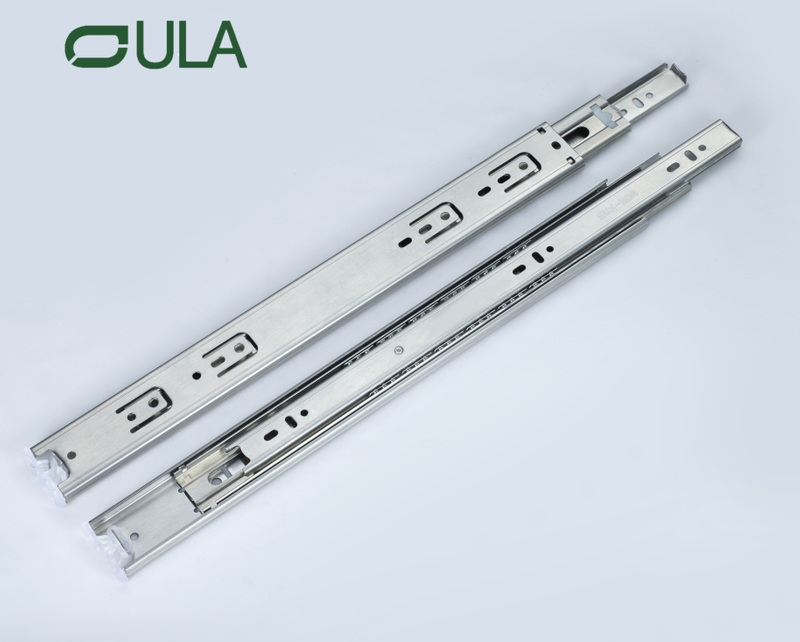 45 mm Triple pliage complet Télescopique Télescopique Diroir en acier inoxydable Mobilier de meubles de rails pour les armoires de bureau