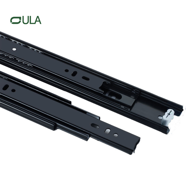Glissade de glissière de glissement de cuisine de haute qualité de haute qualité de haute qualité 3 fois avec finition noire pour la quincaillerie de meubles