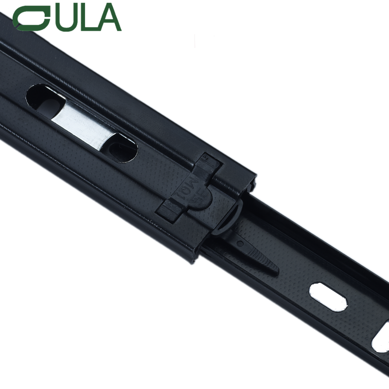 Quincaillerie pour meubles, canal télescopique à 3 volets de 35mm, finition noire, glissière de tiroir 