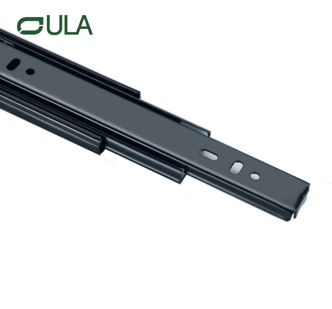 Glissade de glissière de glissement de cuisine de haute qualité de haute qualité de haute qualité 3 fois avec finition noire pour la quincaillerie de meubles